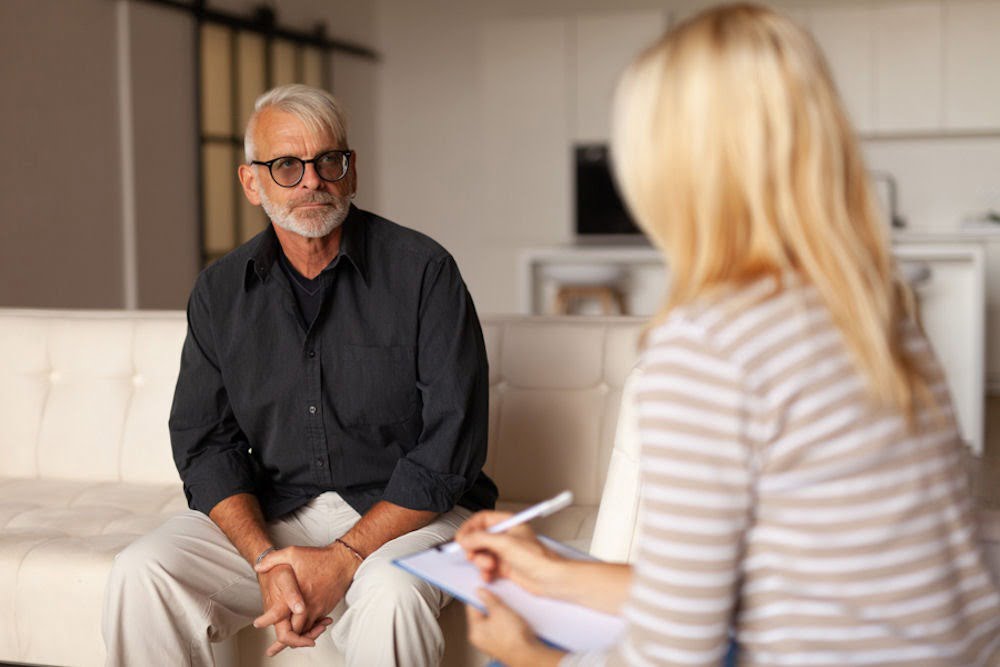 Patient listening to therapist about Salvia drug abuse