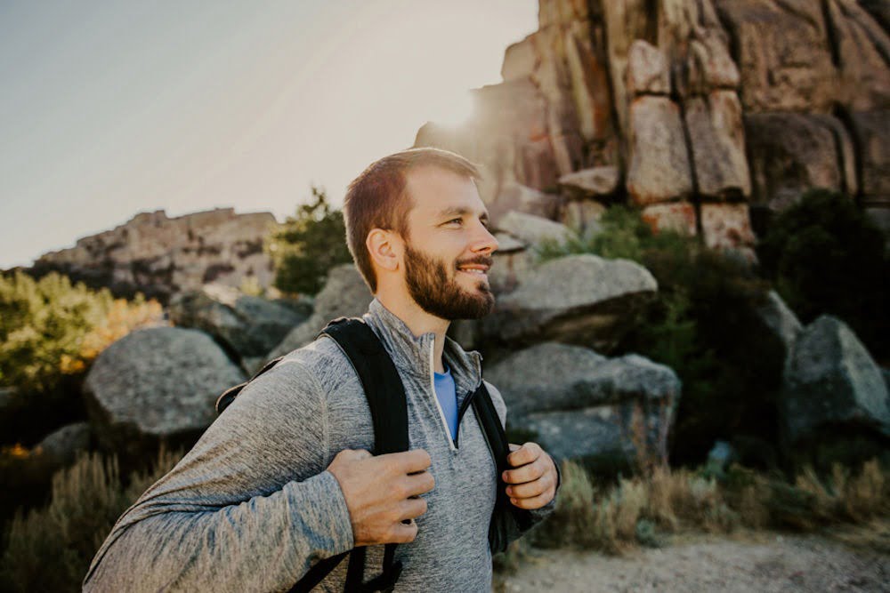 a man hiking