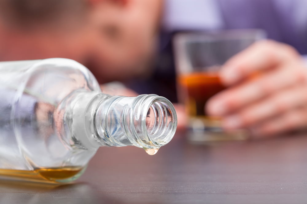 Man with kidney damage suffering from alcohol addiction