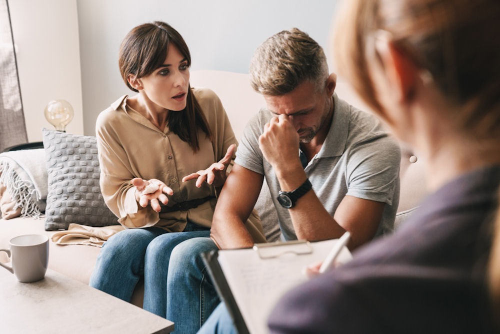 Man and woman in counseling about a sudden personality change