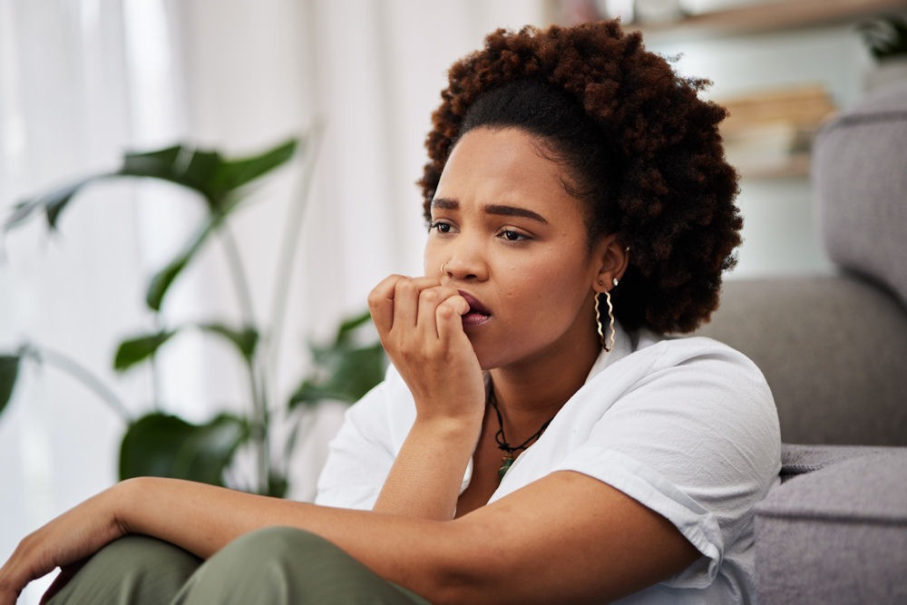 a woman worried