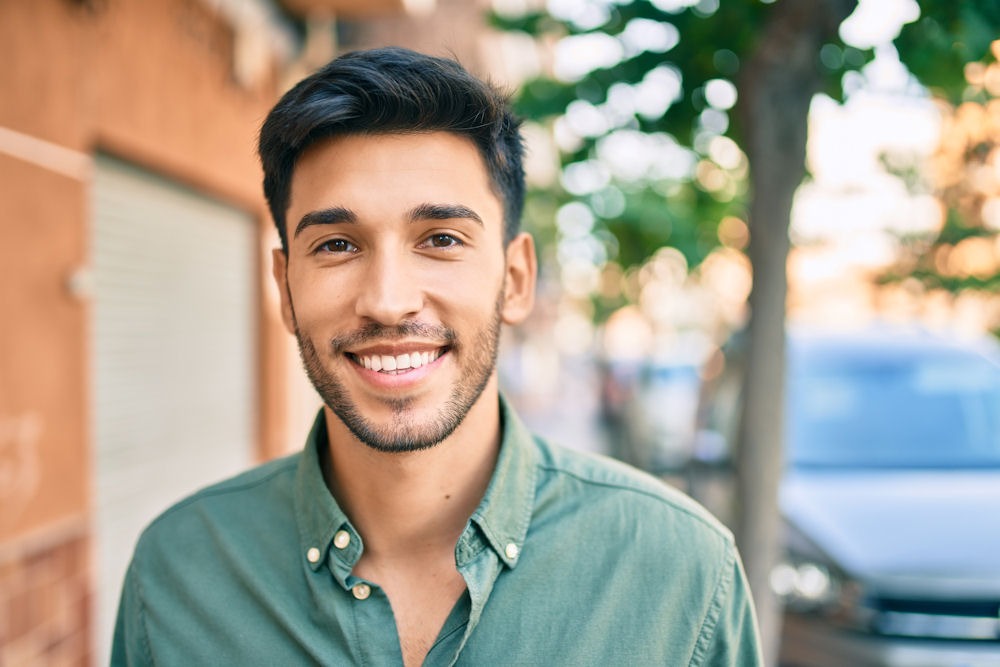 a man smiling