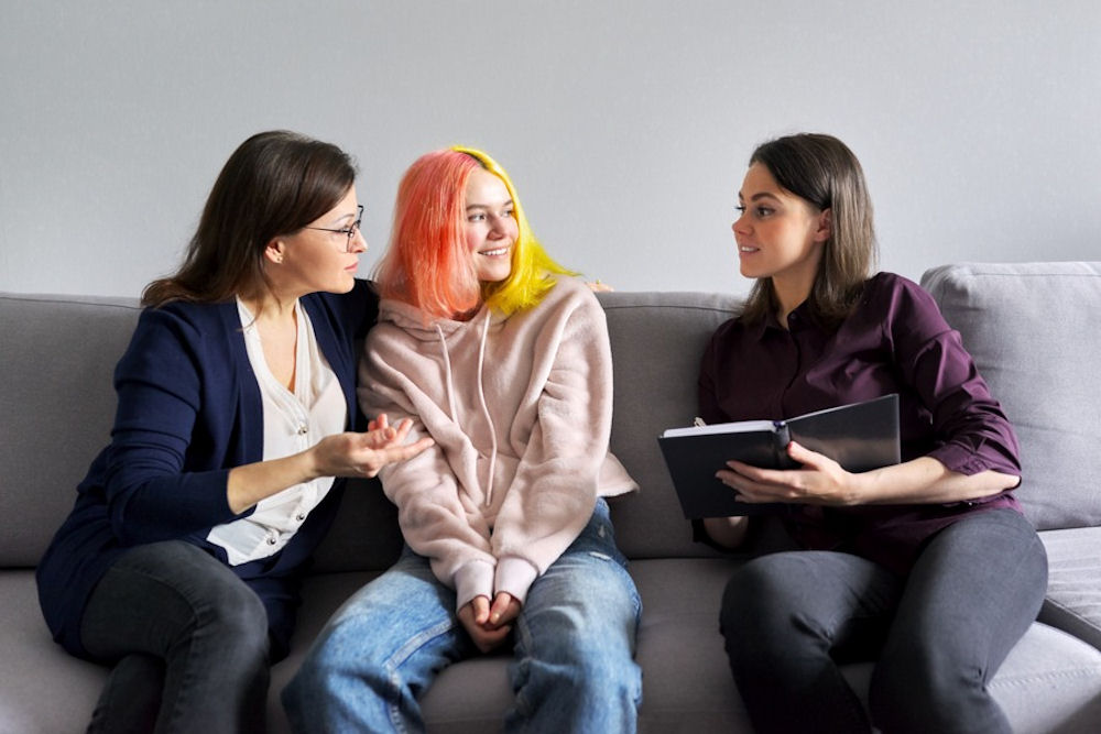 a woman in therapy for lgbtq treatment
