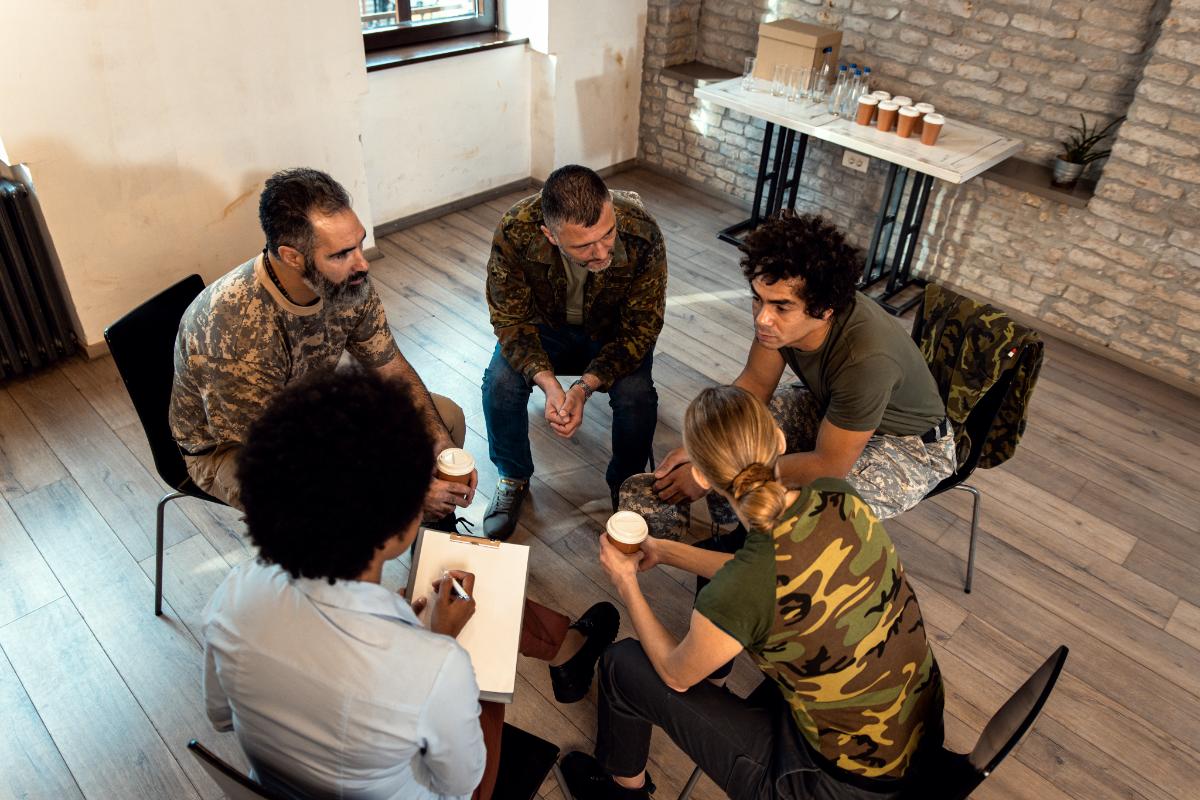 group session during 12-step therapy treatment.