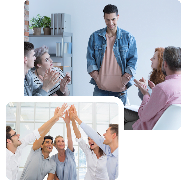 support group sharing in a guided therapy session