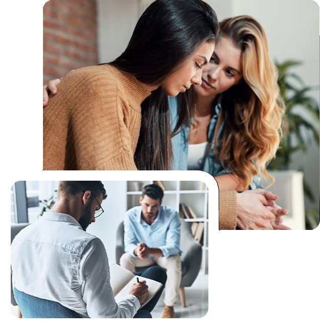 men and women receiving addiction therapy counseling together