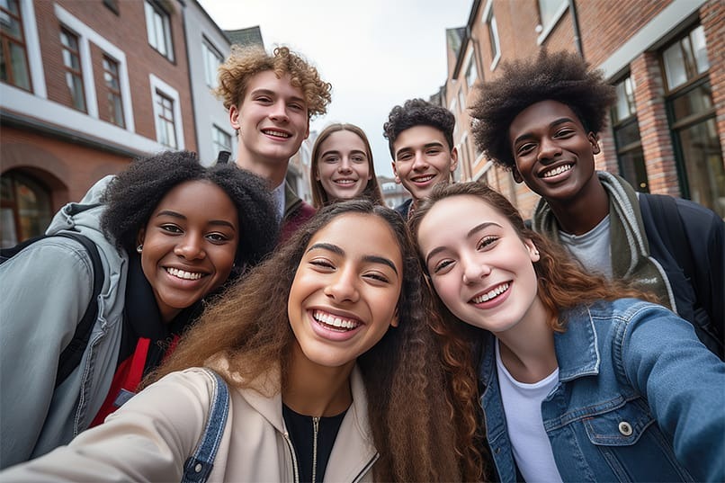 Teens gathered for a group photo before starting rehab for childhood trauma